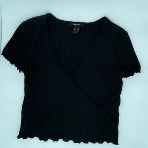 Black cross over cropped top
